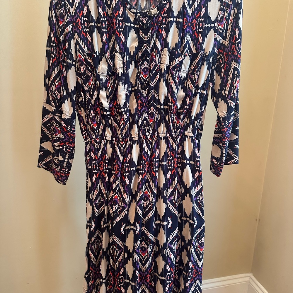 HOLDING HORSES Multicolor Geometric Long Sleeve Dress